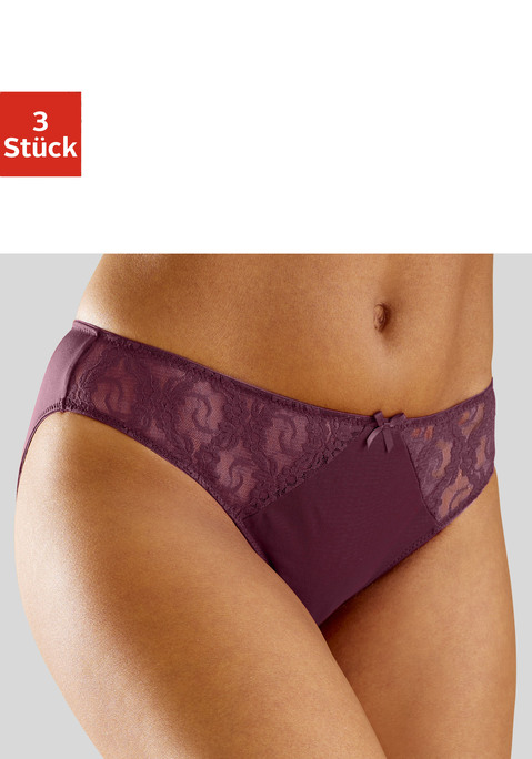 Bild: Slip von petite fleur by Lascana: Petite Fleur: Slip von im 3er-Pack mit schöner Spitze an den Seiten. Mit Baumwollzwickel. Aus 86% Polyester, 14% Elasthan.