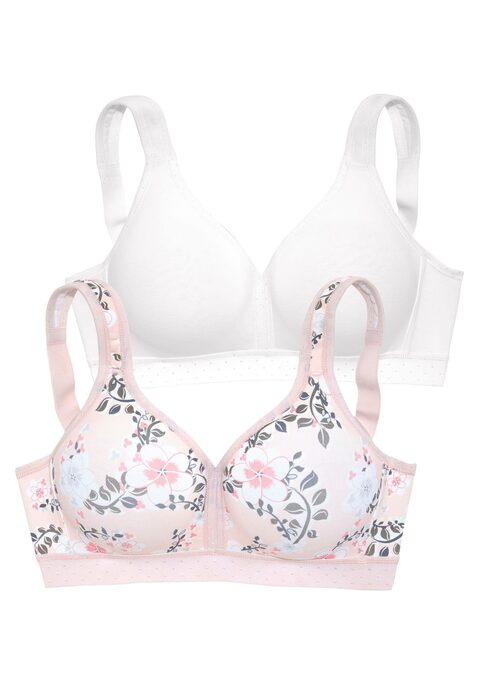 Bild: Soft-BH von petite fleur by Lascana: PETITE FLEUR: BH ohne Bügel im 2er Pack. Unwattiertes Cup. Schönes Pünktchen-Muster am Unterbrustband und an den Paspeln. Entlastende, breitere Träger für einen angenehmen Tragekomfort. Träger und Rückenverschluss verstellbar.  Der BH ist aus 90% Baumwolle, 10% Elasthan. BHs sind nicht trocknergeeignet, da die Versteller und Ringe durch die Hitze beschädigt werden und brechen.