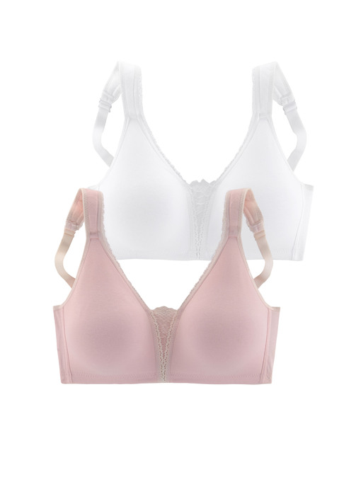 Bild: Soft-BH von petite fleur by Lascana: Ohne Bügel. Mit nahtlos vorgeformten, leicht wattierten Material. Breite, gefütterte Träger für einen guten Halt. Schöner Spitzeneinsatz in der vorderen Mitte. Träger und Rückenverschluss verstellbar. Der BH ist aus 90% Baumwolle, 5% Polyamid, 5% Elasthan. BHs sind nicht trocknergeeignet, da die Versteller und Ringe durch die Hitze beschädigt werden und brechen.