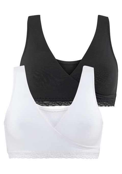 Bild: Soft-BH von petite fleur by Lascana: Soft-BH ohne Bügel von Petite Fleur im günstigen Doppelpack. Ausgesprochen bequem: kein störender Verschluss, kein Bügel und kein Einschneiden. Aus trageangenehmen Modal besonders sanft zur Haut. Dank praktischer Wickelschlupf-Form auch als Still-BH geeignet. Mit Liebe & Leidenschaft in Hamburg kreiert. Aus 87% Modal, 7% Polyamid, 6% Elasthan.