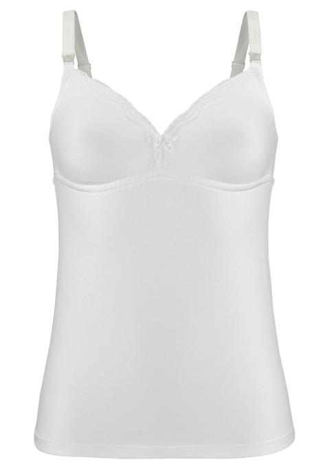 Bild: Still-BH von petite fleur by Lascana: Unterhemd einfach nach Lust und Laune kombinieren. Softe unwattierte Cups, einzeln aufhakbar. Ohne Bügel. Zarte Spitzenkante, Träger verstellbar. Der BH ist aus 93% Baumwolle, 7% Elasthan.