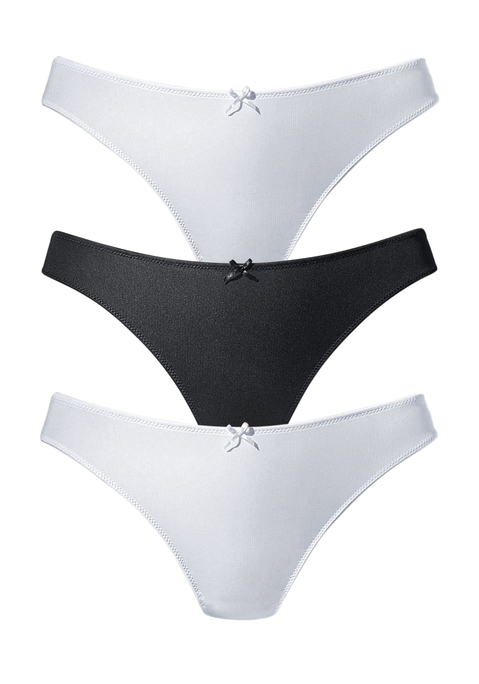 Bild: String von petite fleur by Lascana: PETITE FLEUR: String im 3er-Pack. Mit Jacquardspitze hinten. Mit Baumwollzwickel. Aus 86% Polyester, 14% Elasthan.