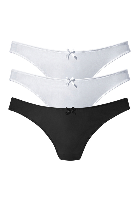 Bild: String von petite fleur by Lascana: Petite Fleur: String im 3er-Pack. Hinten mit schöner Jacquardspitze. Mit Baumwollzwickel. Aus 89% Polyamid, 11% Elasthan.