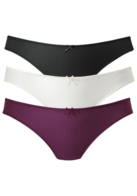 Bild: String von petite fleur by Lascana: PETITE FLEUR: String im 3er-Pack. Mit Jacquardspitze hinten. Mit Baumwollzwickel. Aus 86% Polyester, 14% Elasthan.