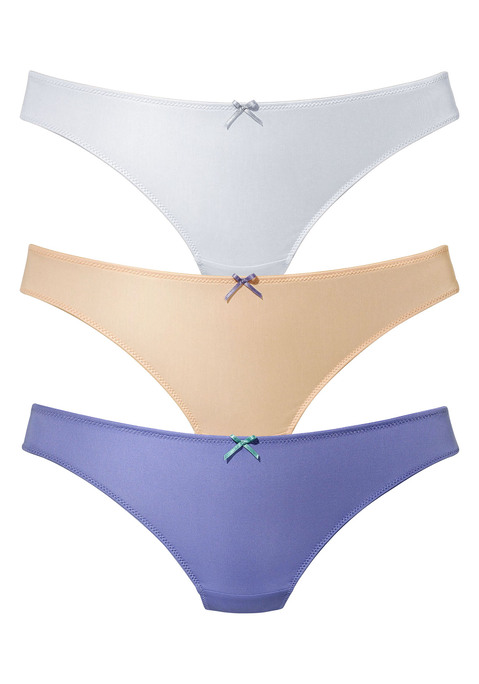 Bild: String von petite fleur by Lascana: PETITE FLEUR: String im 3er-Pack. Mit Jacquardspitze hinten. Mit Baumwollzwickel. Aus 86% Polyester, 14% Elasthan.