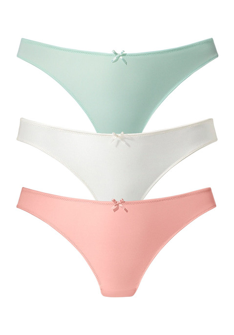 Bild: String von petite fleur by Lascana: PETITE FLEUR: String im 3er-Pack. Mit Jacquardspitze hinten. Mit Baumwollzwickel. Aus 86% Polyester, 14% Elasthan.