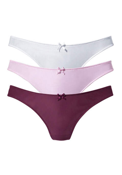 Bild: String von petite fleur by Lascana: Petite Fleur: String im 3er-Pack. Hinten mit schöner Jacquardspitze. Mit Baumwollzwickel. Aus 89% Polyamid, 11% Elasthan.