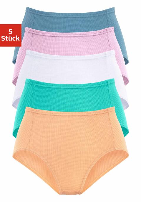 Bild: Taillenslip von petite fleur by Lascana: Petite Fleur Taillenslips im 5er-Pack. Mit flachen Einfassungen und komfortabler Leibhöhe, für eine angenehme Passform. Aus hochelastischer Pikee-Qualität.