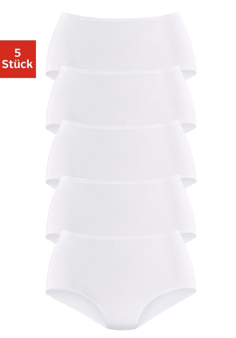 Bild: Taillenslip von petite fleur by Lascana: Perfekt für jeden tag: Basic-Taillenslips im 5er-Pack von Petite Fleur. Extrahohe Leibhöhe und gemäßigter Beinausschnitt. Sehr weiches, bequemes Bündchen. Weiche Stretchqualität aus Baumwolle.