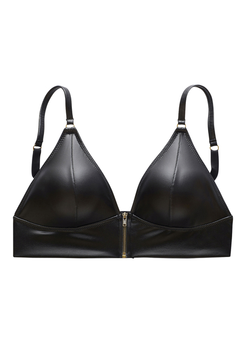 Bild: Bralette-BH von petite fleur gold by Lascana: Modischer Bralette-BH (ohne Wattierung) in sexy Leder-Optik mit verführerischem Reißverschluss vorne. Passendes Unterteil erhältlich. Reizwäsche. Verführerische Dessous. Spitzen-Dessous. Romantische Dessous. Verspielte Dessous. Aus 95% Polyester, 5% Elasthan. Beschichtung: 100% Polyurethan.