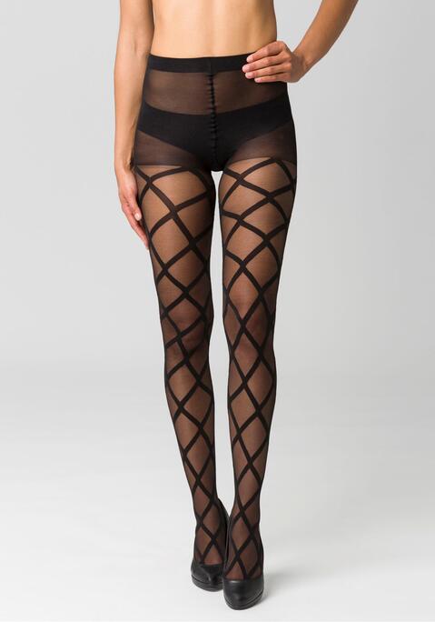 Bild: Feinstrumpfhose von petite fleur gold by Lascana: Raffiniert gemusterte Feinstrumpfhose im Grafik Style. Mit verstärktem Höschenteil für eine hohe Bequemlichkeit. Aus 92% Polyamid, 8% Elasthan