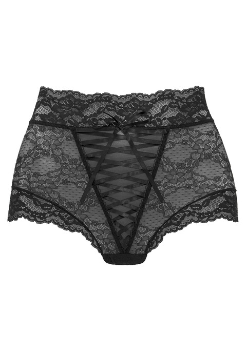 Bild: High-Waist-Slip-Ouvert von petite fleur gold by Lascana: Aufregender High-Waist-Slip-Ouvert von Petite Fleur Gold. Mit verführerischen Öffnung im Schritt - perfekt für erotische Momente. Gefertigt aus leicht transparenter Spitze. Mit extravaganter Schnürung in der vorderen Mitte. Mit Liebe & Leidenschaft in Hamburg kreiert. Aus 90% Polyamid, 10% Elasthan.