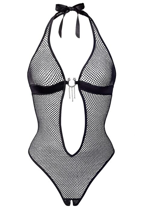 Bild: Neckholder-Body von petite fleur gold by Lascana: Petite Fleur Gold: Sexy Stringbody ouvert aus weichem Netzmaterial. Im Nacken zu binden und in der vorderen Mitte mit tollem Glitzeraccessoire. Ein toller Artikel mit dem man sehr viel Spaß und Freude hat. Erotische Dessous. Reizvolle Dessous. Reizwäsche. Verführerische Dessous. Spitzen-Dessous. Romantische Dessous. Verspielte Dessous. Dessous aus 90% Polyamid, 10% Elasthan.