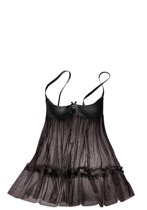 Bild: Negligé von petite fleur gold by Lascana: Transparentes Negligé mit sexy Büstenhebe – für ein offenes Geheimnis. Schön glitzerndes Schmuckaccessoire in Herzform vorn. BH-Träger und Rückenverschluss verstellbar. Dessous aus 90% Polyamid, 10% Elasthan. Erotische Dessous. Reizvolle Dessous. Reizwäsche. Verführerische Dessous. Spitzen-Dessous. Romantische Dessous. Verspielte Dessous. Das Negligé von petite fleur gold ist eine verführerische Überraschung.