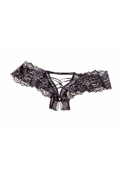 Bild: Panty-Ouvert von petite fleur gold by Lascana: PETITE FLEUR GOLD: Panty ouvert mit Spitze und überkreuzten Bändchen mittig vorne und hinten. Aus 90% Polyamid, 10% Elasthan.