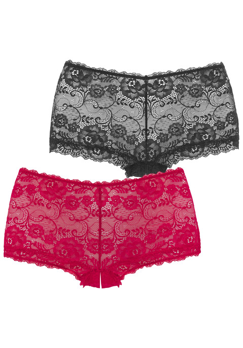 Bild: Panty-Ouvert von petite fleur gold by Lascana: Sexy Panty Ouvert im attraktiven Doppelpack. Rundherum aus floraler, dezent transparenter Spitze. Hinten mit verführerischen Spitzenbändern. Mit Ouvert Öffnung im Schritt für erotische Momente. Mit Liebe & Leidenschaft in Hamburg kreiert. Aus 90% Polyamid, 10% Elasthan.