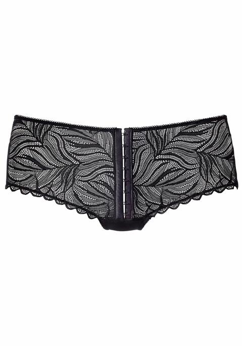 Bild: Panty von petite fleur gold by Lascana: Petite fleur gold: Panty mit Häkchenverschluss vorne. Leicht transparente Spitze und Netzstoff. Mit Baumwollzwickel. Aus 86% Polyamid, 14% Elasthan.