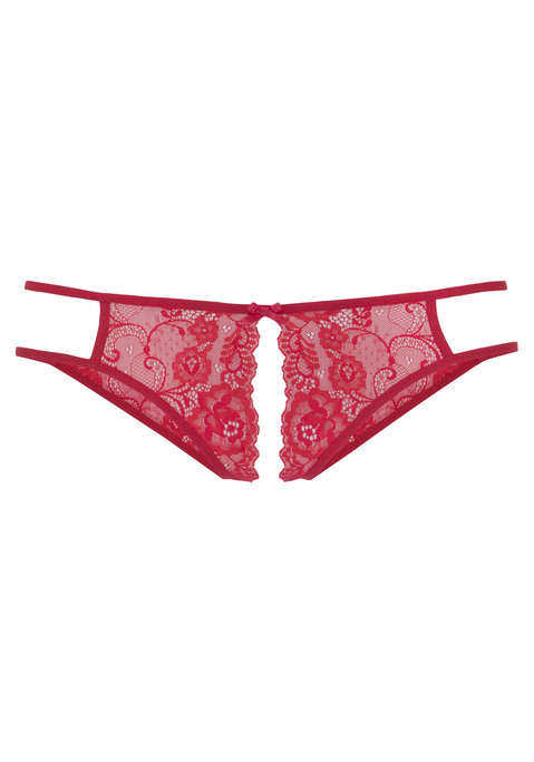 Bild: Slip-Ouvert von petite fleur gold by Lascana: Petite Fleur Gold: Slip Ouvert aus transparenter Vollspitze. Vorder- und Rückteil wird seitlich von zwei schmalen Bändern verbunden. Aus 90% Polyamid, 10% Elasthan.