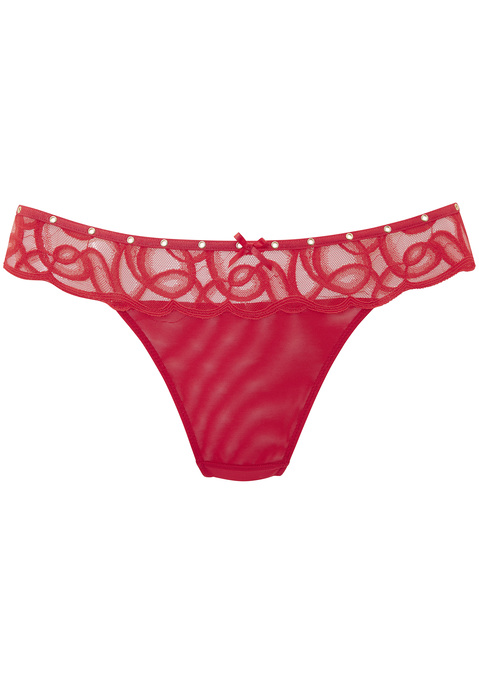 Bild: String von petite fleur gold by Lascana: Sexy String im aufregendem Nieten-Look mit Cut-Out hinten mittig. Aus einer verführerischen Kombination aus hauchzarter Spitze & weichem Mesh. Mit feiner Zierschleife in der vorderen Mitte. Mit eingearbeitetem Baumwollzwickel. Passender BH erhältlich, um dein Dessous-Set zu vervollständigen. Aus 88% Polyamid, 12% Elasthan.