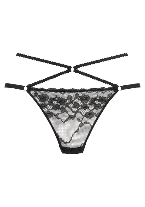 Bild: String von petite fleur gold by Lascana: Sexy String mit extravagantem Bund in Bänder-Optik. Aus blumiger, dezent transparenter Spitze, welche anteilig recyceltes Polyamid enthält. Mit hohen Beinausschnitten. Mit eingearbeitetem Baumwollzwickel. Passender Bügel-BH aus der gleichen Serie erhältlich. Obermaterial: 88% Polyamid, 12% Elasthan.