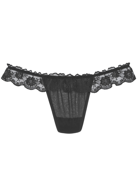 Bild: String von petite fleur gold by Lascana: Petite Fleur gold: String aus leicht transparentem Netzmaterial mit Spitzenkanten. Mit Baumwollzwickel. Aus 90% Polyamid, 10% Elasthan.