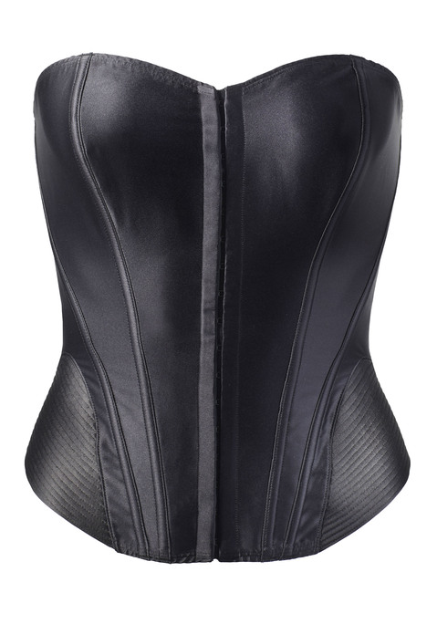 Bild: Corsage von petite fleur gold: Edle Corsage in Longform. Aus feinem Material in hübscher Satin-Optik. Verführerische Schnürung in der hinteren Mitte. Mit Haken & Ösenverschluss vorne mittig. Passender String aus der gleichen Serie erhältlich. Obermaterial: 97% Polyester, 3% Elasthan.