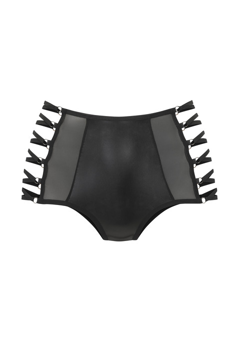 Bild: High-Waist-Slip von petite fleur gold: Verführerischer High-Waist-Slip. Aus weichem Material in Leder-Optik mit Mesheinsätzen. Mit edlen Bänderdetails an den Seiten. Passende BHs aus der gleichen Serie erhältlich. Passende BHs aus der gleichen Serie erhältlich. Aus 85% Polyester, 10% Elasthan, 5% Polyamid. Beschichtung: 100% Polyurethan.