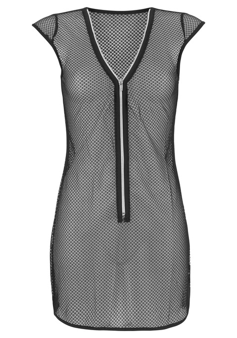 Bild: Netzkleid von petite fleur gold: Netzkleid von Petite Fleur Gold aus weicher, leicht transparenter Netzware. Mit sexy Reißverschluss in der vorderen Mitte, um den Ausschnitt zu variieren. Erotische Dessous. Reizvolle Dessous. Reizwäsche. Verführerische Dessous. Spitzen-Dessous. Romantische Dessous. Verspielte Dessous. Aus 100% Polyester.