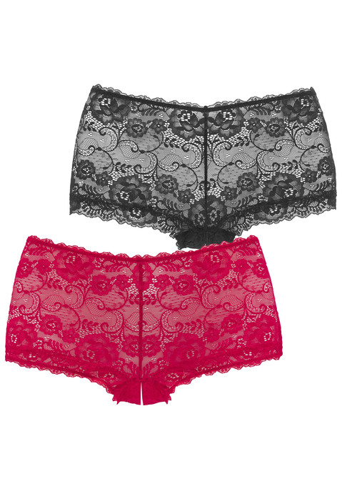 PETITE FLEUR GOLD Panty-Ouvert Damen schwarz+rot Gr.36/38