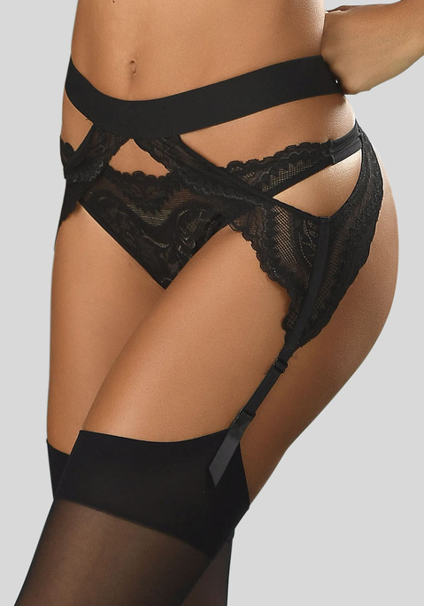 Bild: Strapsgürtel von petite fleur gold: PETITE FLEUR GOLD: Strapsgürtel mit breitem Bund und Spitze. Hinten Haken- und Ösenverschluss. Verstellbare Strapse. Erotische Dessous. Reizvolle Dessous. Reizwäsche. Verführerische Dessous. Spitzen-Dessous. Romantische Dessous. Verspielte Dessous. Aus 90% Polyamid, 10% Elasthan.