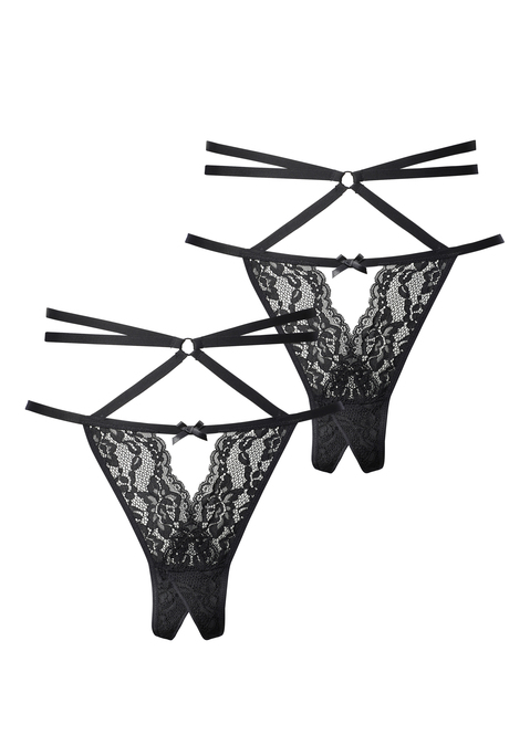 Bild: String-Ouvert von petite fleur gold: Sexy String-Ouvert von Petite Fleur Gold mit verführerischer Bänder-Optik. Schöne Spitze mit Cut-Out vorn. Süße Zierschleife in der vorderen Mitte. Ouvert für besondere Momente. Aus 90% Polyamid, 10% Elasthan.