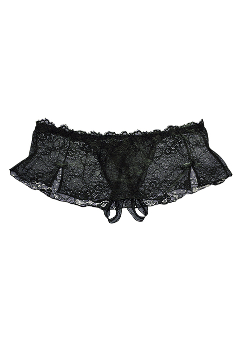 Bild: Stringpanty-Ouvert von petite fleur gold: Petite Fleur Gold: String-ouvert mit Röckchen aus Vollspitze. Tolle leicht transparente Optik. Aus 80% Polyamid, 12% Elasthan, 8% Baumwolle.