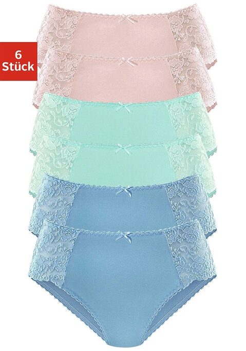 Bild: Hüftslip von petite fleur: Petite Fleur Hüftslips im praktischem 6er-Pack. Mit femininen Details aus transparenter Spitze und zarter Muschelkante. Weiche, elastische Qualität für höchsten Tragekomfort.