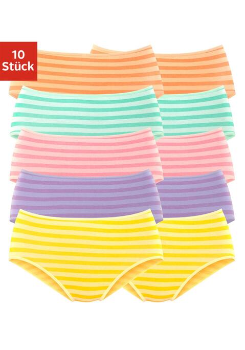 Bild: Hüftslip von petite fleur: Hüftslips im praktischen 10er-Pack mit klassischem Streifenmuster. Elastische Einfassungen am Bund und an den Beinausschnitten. Einsatz von Baumwolle, die die Initiative Cotton made in Africa unterstützt.