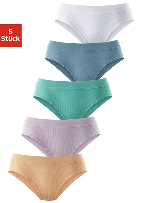 Bild: Hüftslip von petite fleur: Petite Fleur Midislip im 5er-Pack: Aus weicher, hochelastischer Pikee-Qualität. Sanfte Abschlüsse am breiten Kompfort-Bündchen und an den Beinausschnitte.