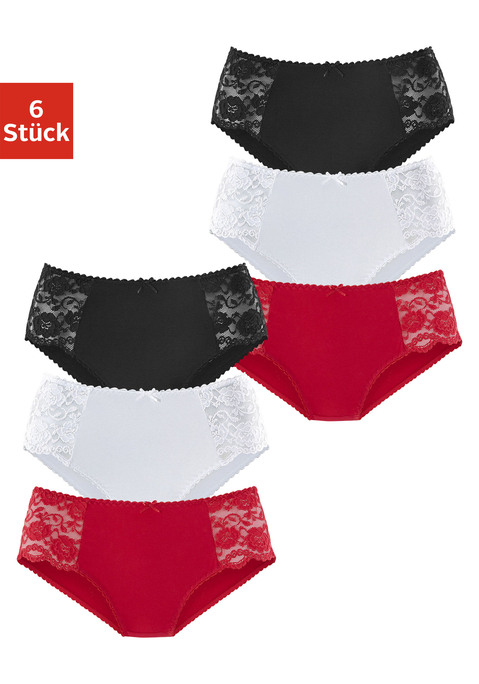 Bild: Hüftslip von petite fleur: Petite Fleur Hüftslips im praktischem 6er-Pack. Mit femininen Details aus transparenter Spitze und zarter Muschelkante. Weiche, elastische Qualität für höchsten Tragekomfort.