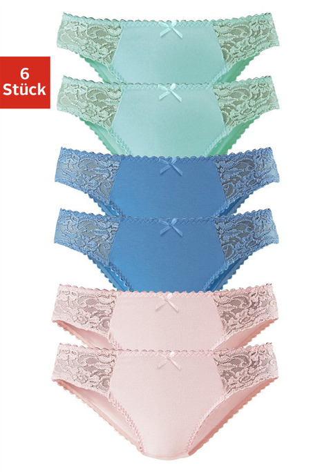 Bild: Jazz-Pants Slips von petite fleur: Petite Fleur Slips im praktischem 6er-Pack. Mit femininen Details aus transparenter Spitze und zarter Muschelkante. Weiche, elastische Qualität für höchsten Tragekomfort.