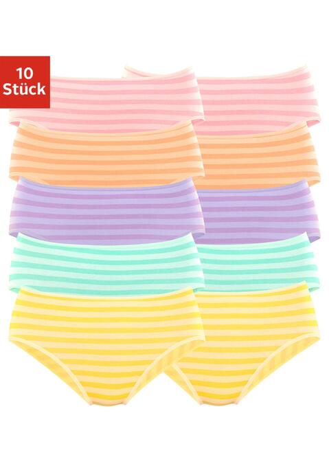 Bild: Jazz-Pants Slips von petite fleur: Jazzpants im praktischen 10er-Pack mit klassischem Streifenmuster. Elastische Einfassungen am Bund und an den Beinausschnitten. Einsatz von Baumwolle, die die Initiative Cotton made in Africa unterstützt.