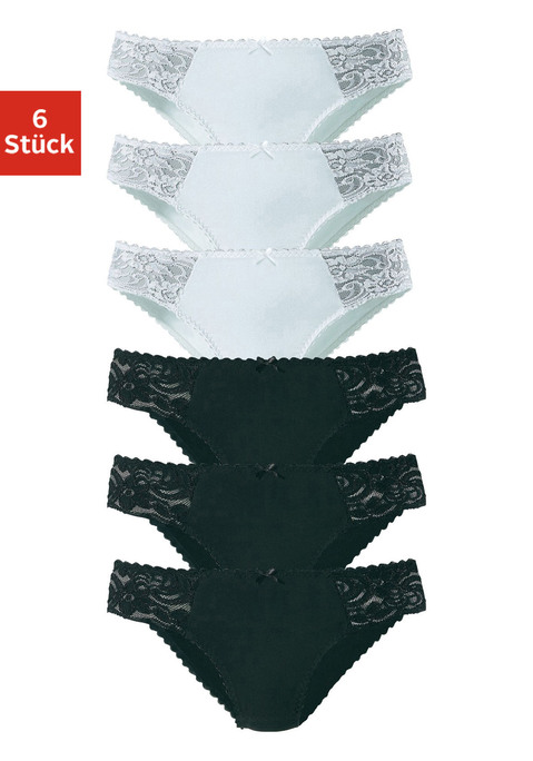 Bild: Jazz-Pants Slips von petite fleur: Petite Fleur Slips im praktischem 6er-Pack. Mit femininen Details aus transparenter Spitze und zarter Muschelkante. Weiche, elastische Qualität für höchsten Tragekomfort.