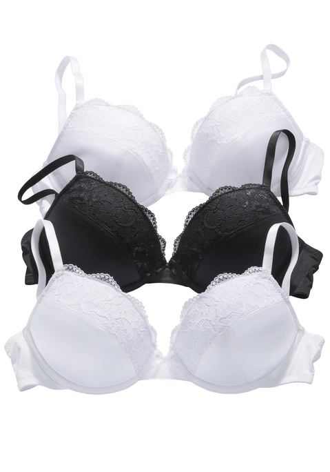 Bild: Push-up-BH von petite fleur: Petite Fleur: Push-up-BH im 3er-Pack, mit herausnehmbaren Kissen, Träger und Rückenverschluss verstellbar.