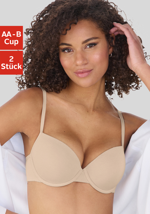 Bild: Push-up-BH von petite fleur: PETITE FLEUR Vario Push up BH mit herausnehmbaren Kissen für ein wunderschönes Dekolleté. Träger und Rückenverschluss verstellbar.  Besonders für kleine Größen geeignet Der BH ist aus 70% Baumwolle, 25% Polyester, 5% Elasthan.