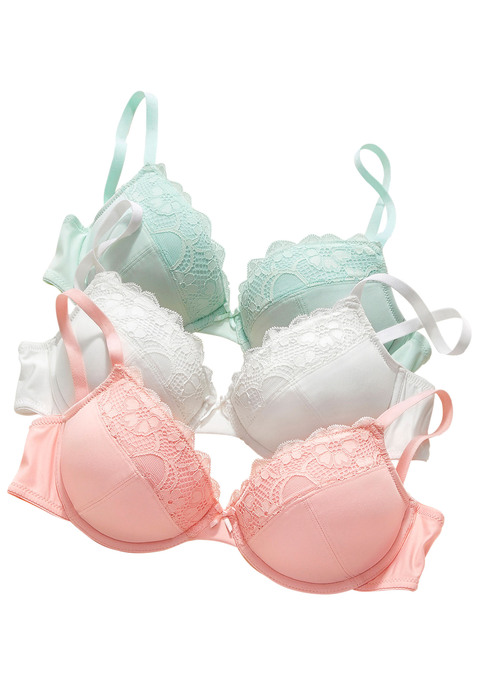 PETITE FLEUR Push-up-BH Damen mint+pfirsich+creme Gr.70C