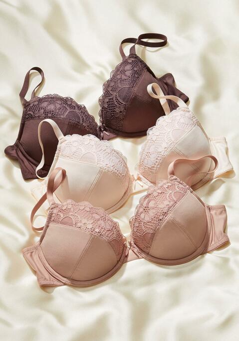 PETITE FLEUR Push-up-BH Damen schokobraun+toffee+puder Gr.70C