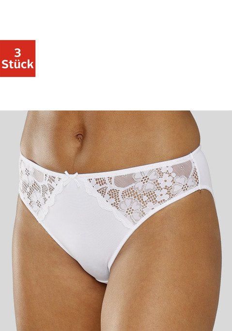 Bild: Slip von petite fleur: PETITE FLEUR: Slip im 3er-Pack. Spitzeneinsätze seitlich. Mit Baumwollzwickel. Aus 86%Polyester, 14%Elasthan.