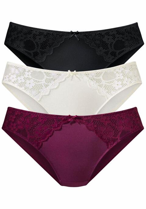 Bild: Slip von petite fleur: PETITE FLEUR: Slip im 3er-Pack. Spitzeneinsätze seitlich. Mit Baumwollzwickel. Aus 86%Polyester, 14%Elasthan.