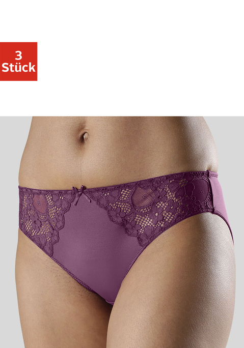 Bild: Slip von petite fleur: PETITE FLEUR: Slip im 3er-Pack. Spitzeneinsätze seitlich. Mit Baumwollzwickel. Aus 86%Polyester, 14%Elasthan.