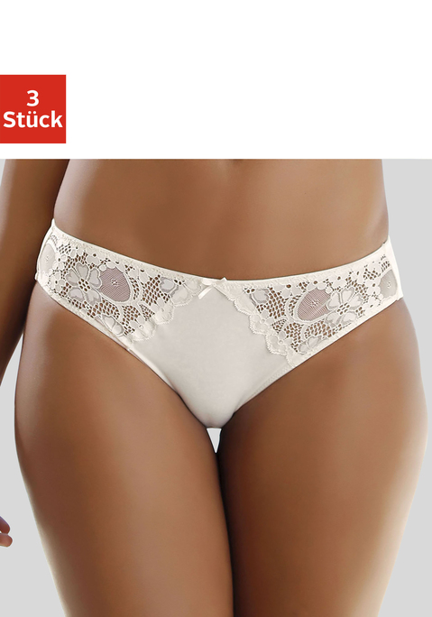 Bild: Slip von petite fleur: PETITE FLEUR: Slip im 3er-Pack. Spitzeneinsätze seitlich. Mit Baumwollzwickel. Aus 86%Polyester, 14%Elasthan.