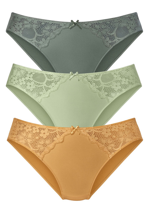 Bild: Slip von petite fleur: PETITE FLEUR: Slip im 3er-Pack. Spitzeneinsätze seitlich. Mit Baumwollzwickel. Aus 86%Polyester, 14%Elasthan.