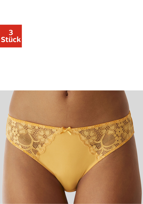 Bild: Slip von petite fleur: PETITE FLEUR: Slip im 3er-Pack. Spitzeneinsätze seitlich. Mit Baumwollzwickel. Aus 86%Polyester, 14%Elasthan.