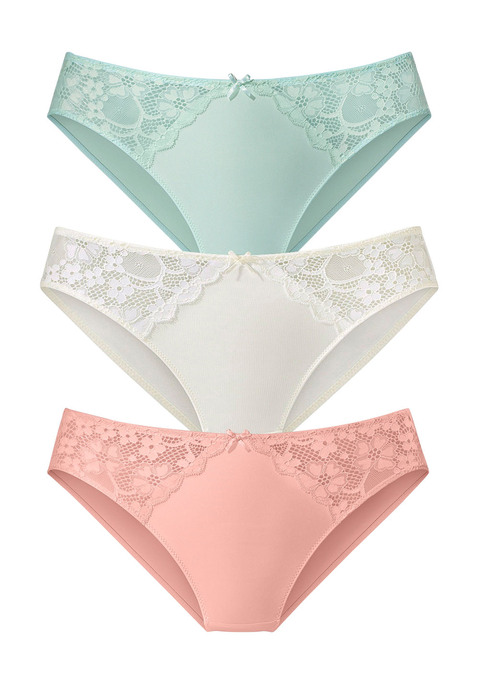 Bild: Slip von petite fleur: PETITE FLEUR: Slip im 3er-Pack. Spitzeneinsätze seitlich. Mit Baumwollzwickel. Aus 86%Polyester, 14%Elasthan.